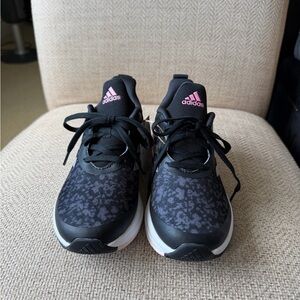 Adidas Girl's FortaRun Kids size 3 1/2 Black and Pink Running Shoes